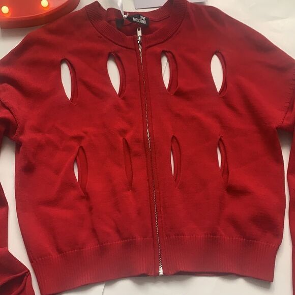 ❤️nwt Love Moschino Cropped Cut Out Zip Cardigan❤️ - Picture 4 of 12